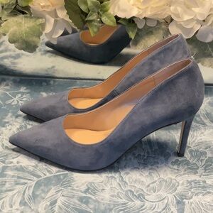 White House Black Market Blue Suede Heels